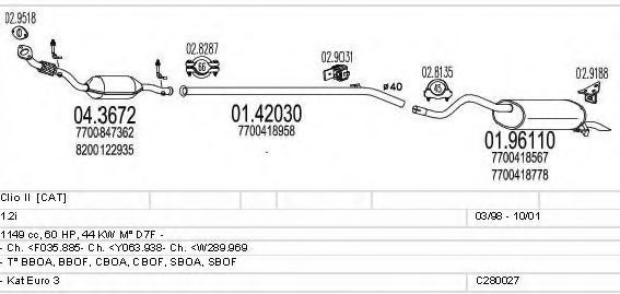 MTS C280027006567 Exhaust System